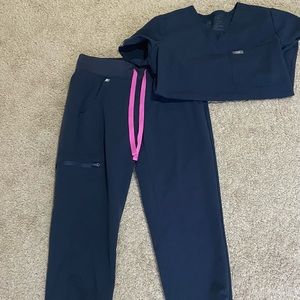 Figs Pink & Navy Blue Scrubs XXSP
